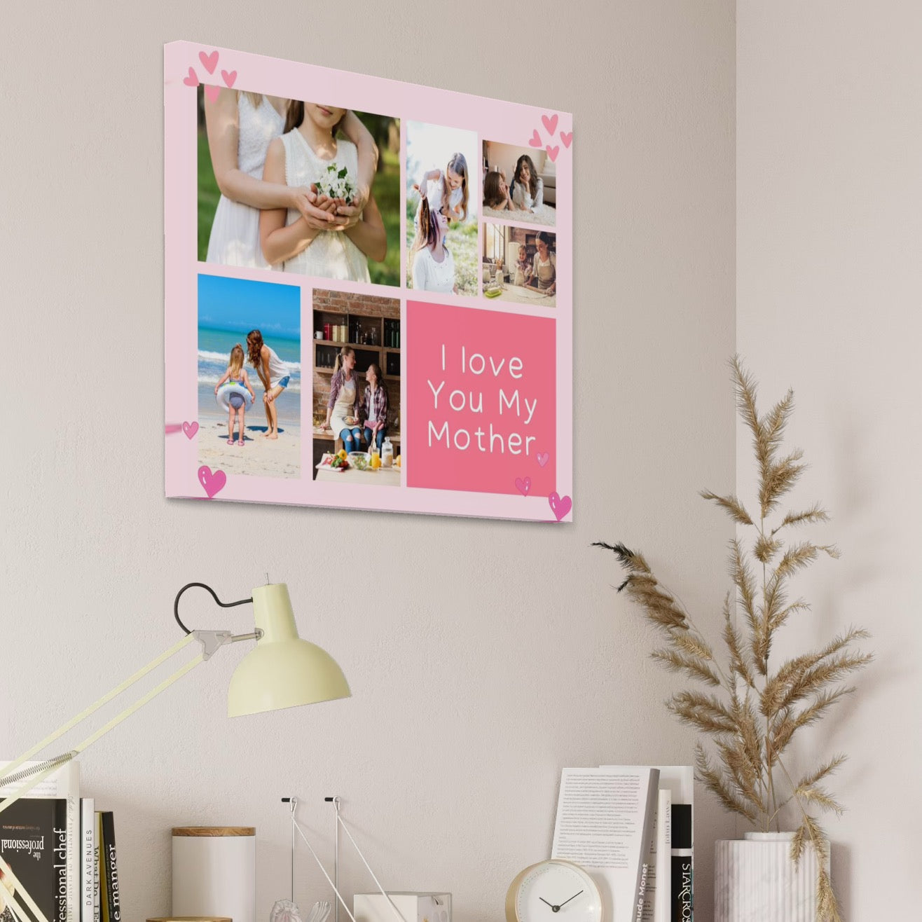 Imagine cu tablou canvas personalizat cu fotografii de familie, tiparita pe panza canvas