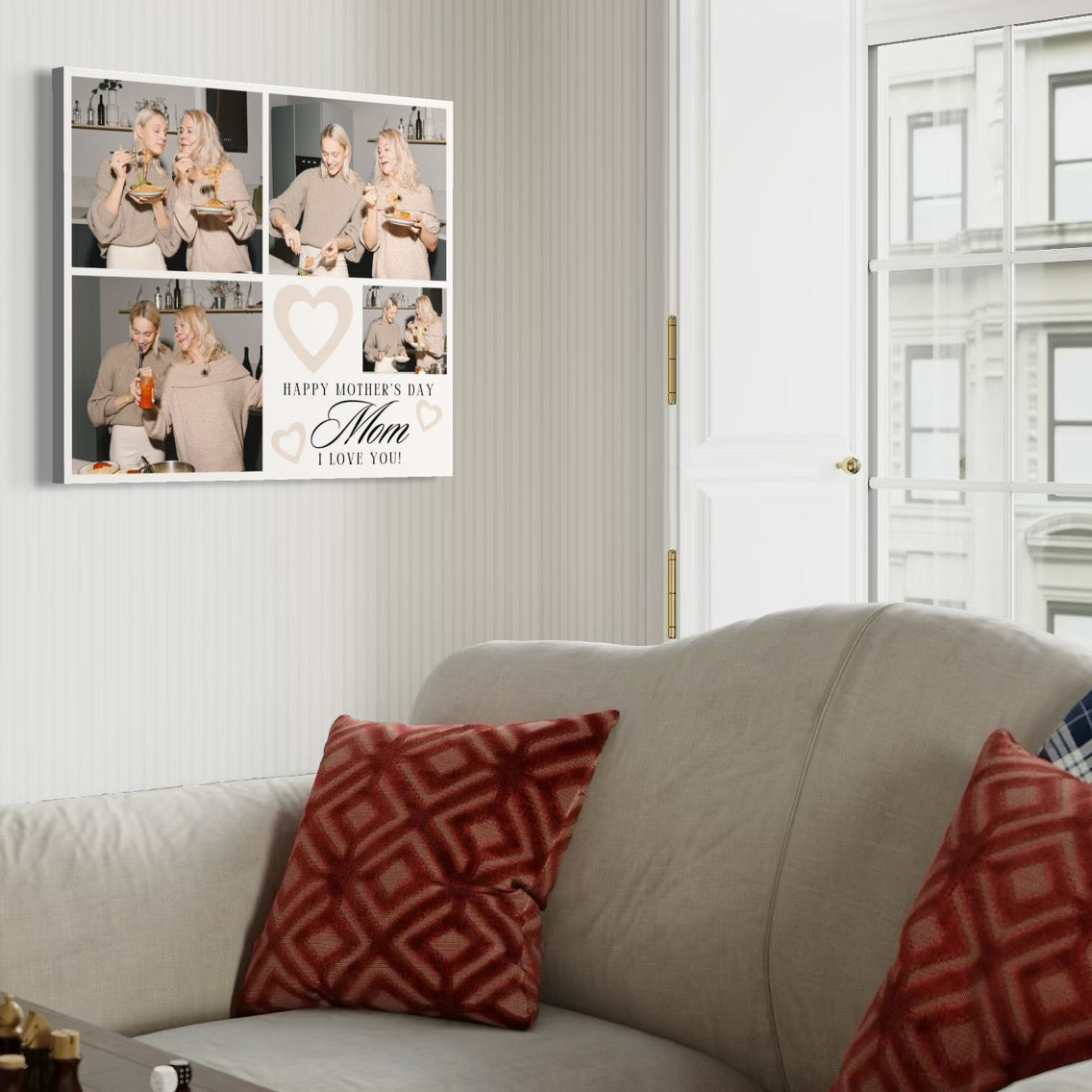 Imagine cu tablou canvas personalizat cu fotografii de familie, tiparita pe panza canvas