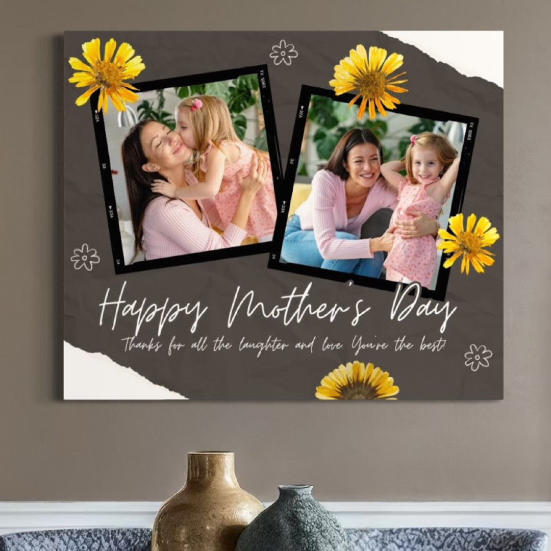 Tablou Canvas Personalizat cu 2 Poze Pentru Mama "Happy Mother's Day", PS157