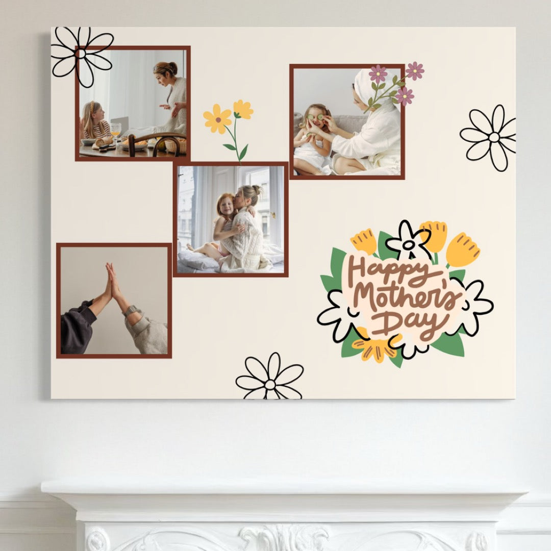 Tablou canvas cu tablou personalizat pentru mama cu patru cadre foto
