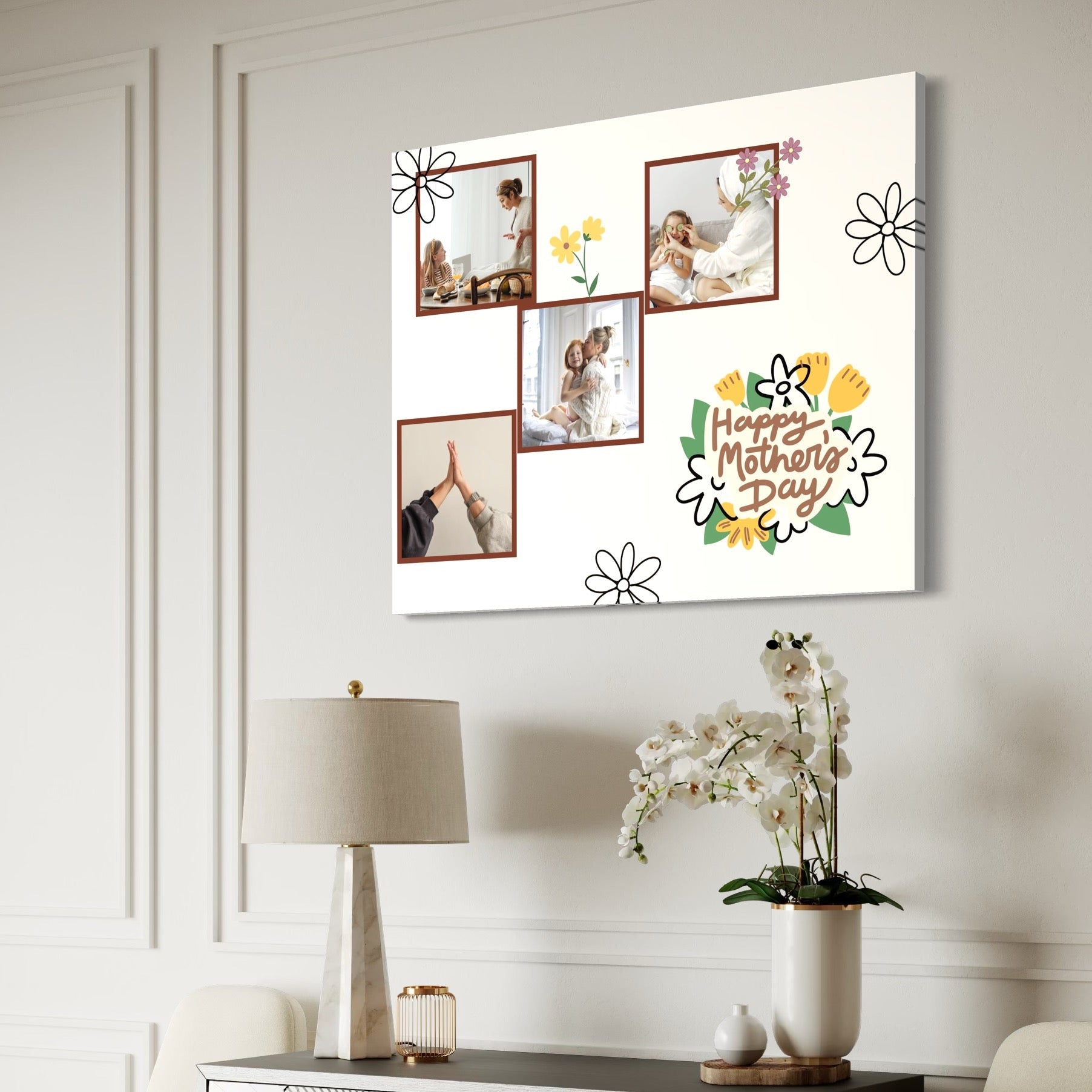 Tablou personalizat pentru mama cu patru cadre foto, tablou canvas pentru perete