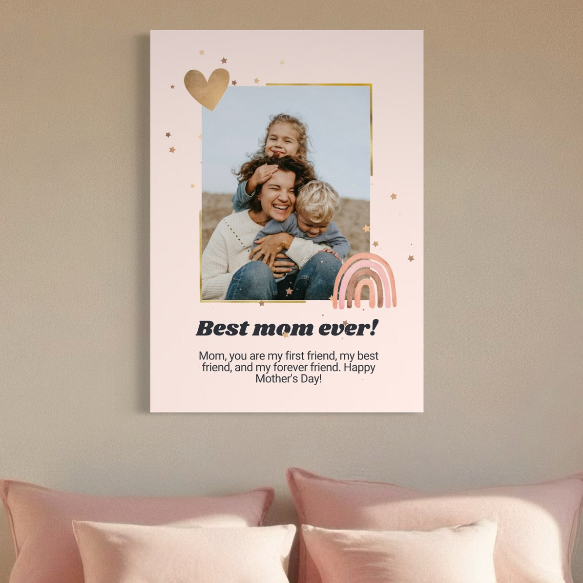 Fotografie mama si copii cu decoratii, tablou canvas pentru perete