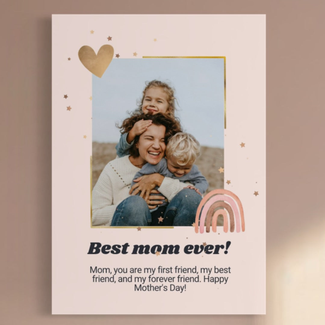 Tablou canvas cu fotografie mama si copii cu decoratii