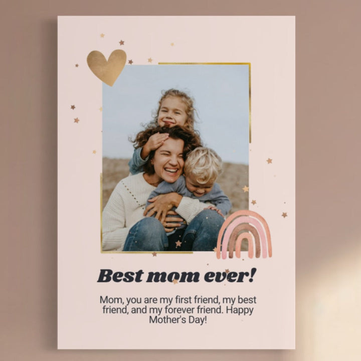 Tablou canvas cu fotografie mama si copii cu decoratii