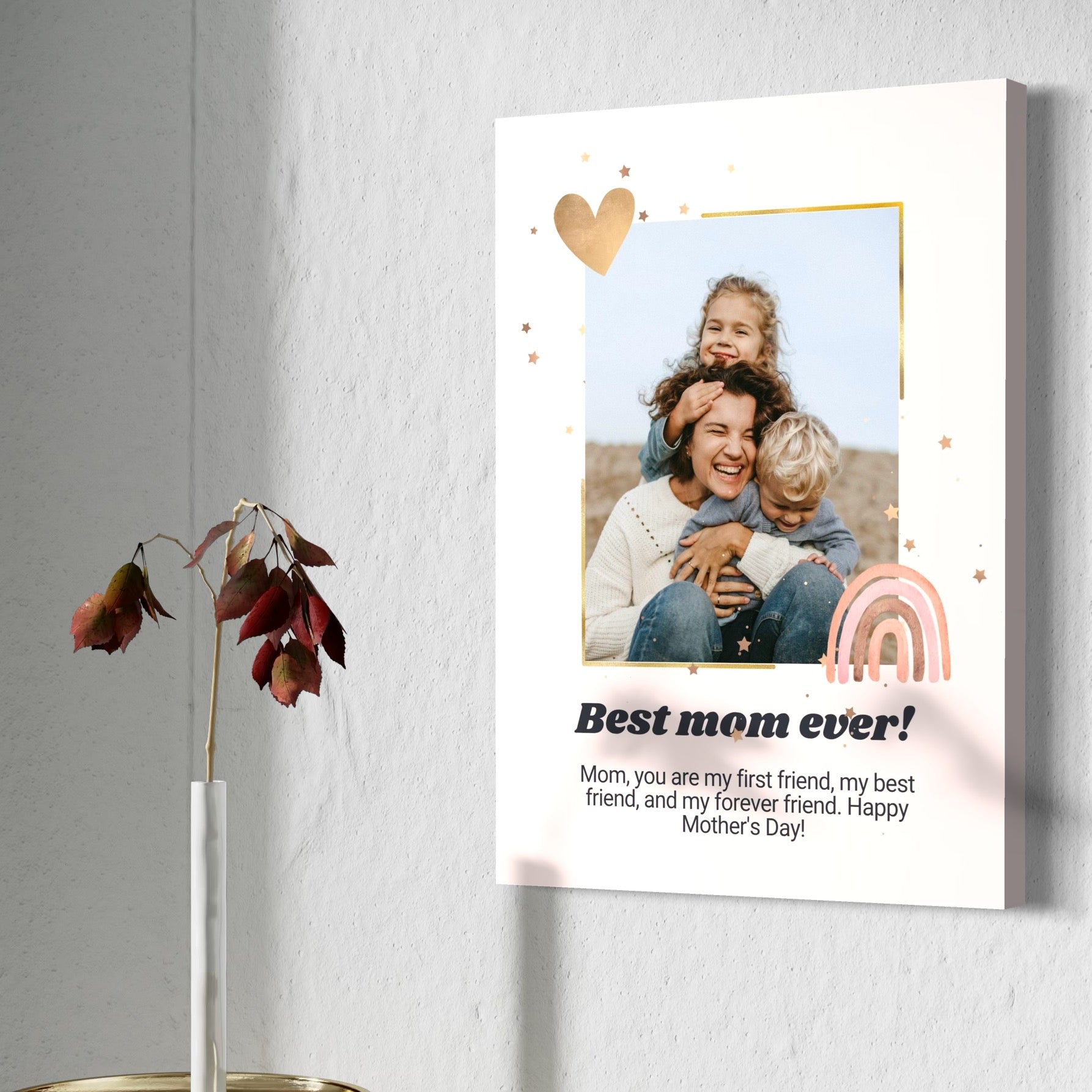 Tablou canvas cu fotografie mama si copii cu decoratii