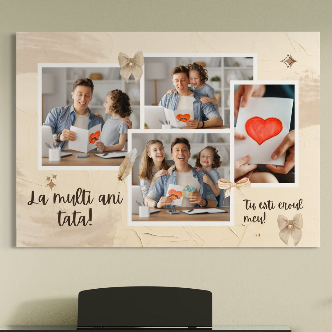 Tablou canvas cu tablou personalizat cu colaj foto pentru tata