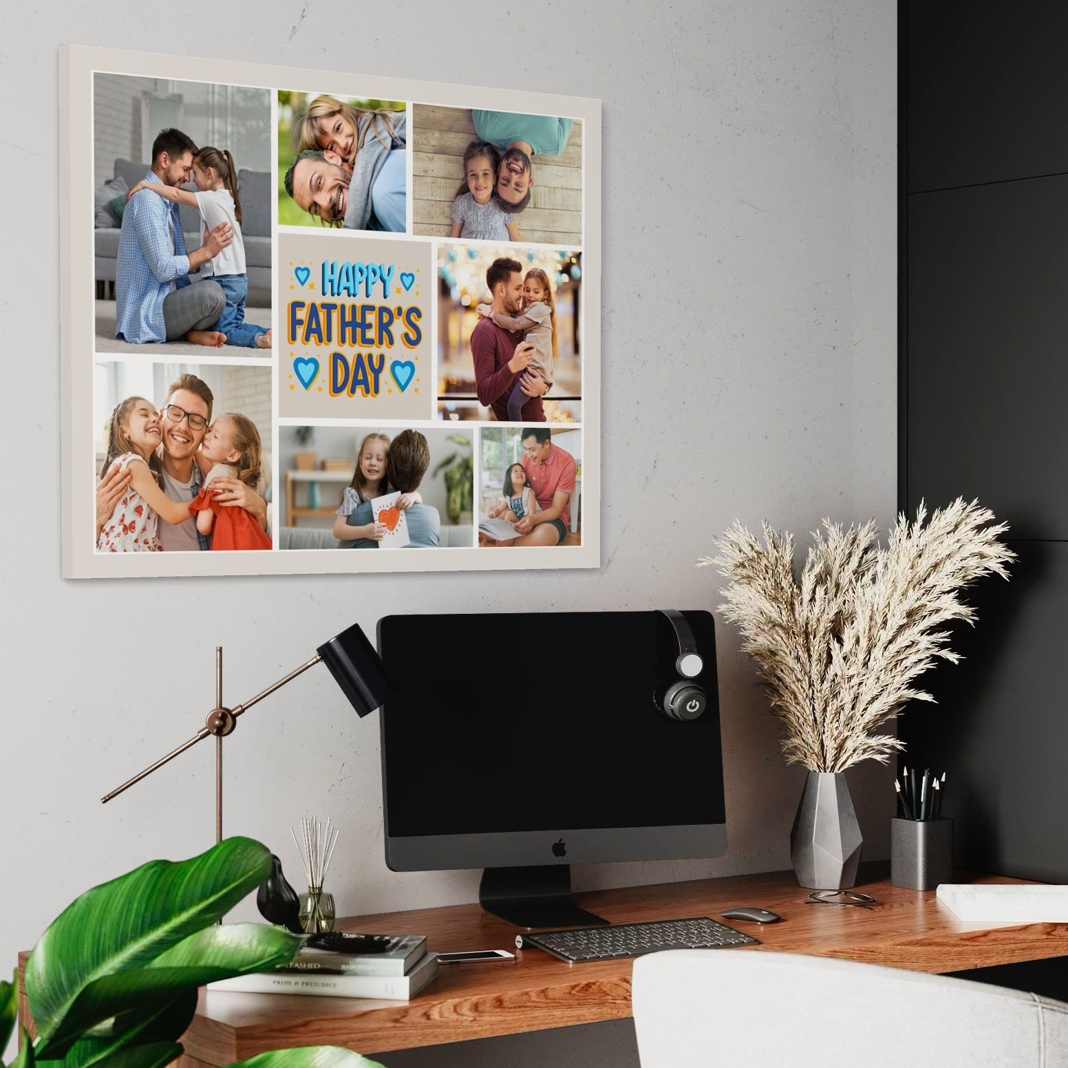 Imagine cu tablou canvas colaj fotografii tata, tiparita pe panza canvas