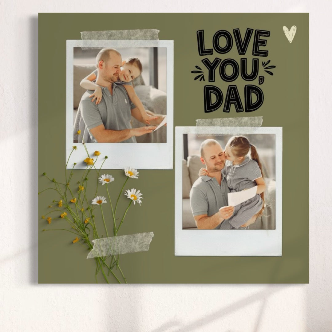 Tablou canvas cu tablou personalizat pentru tata cu doua poze