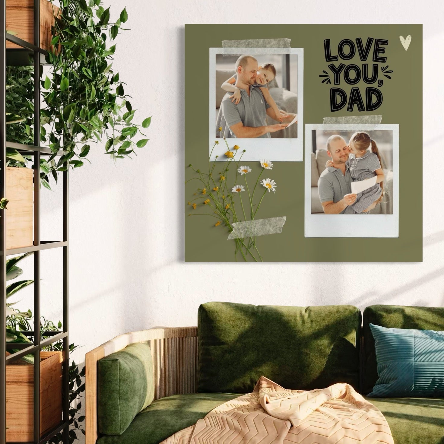 Tablou canvas decorativ cu tablou personalizat pentru tata cu doua poze