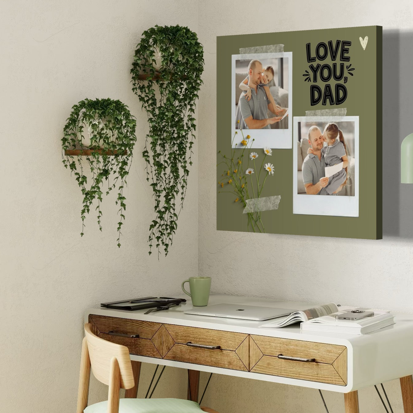 Tablou personalizat pentru tata cu doua poze, tablou canvas pentru perete