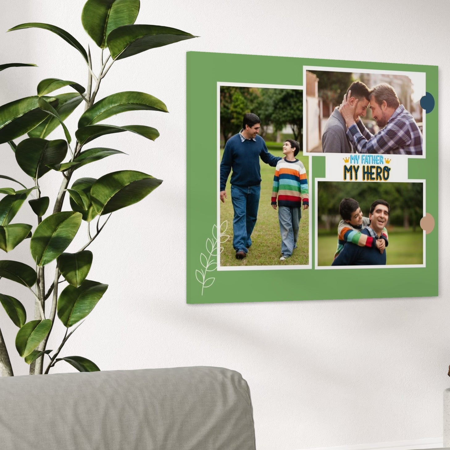 Tablou Canvas Personalizat cu 3 Poze Pentru Tata "My Father, My Hero", PS164