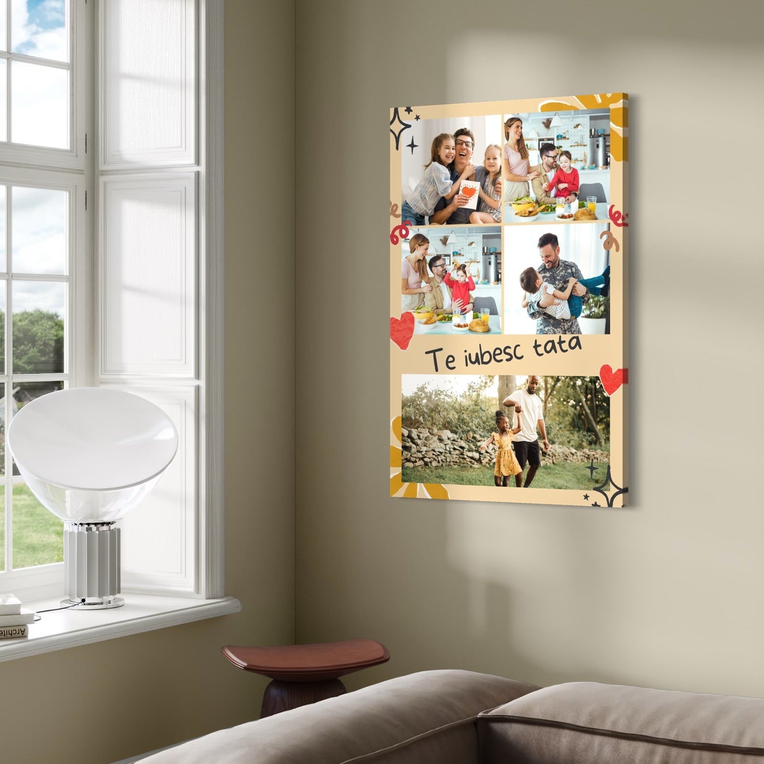 Imagine cu tablou canvas personalizat cu fotografii de familie, tiparita pe panza canvas