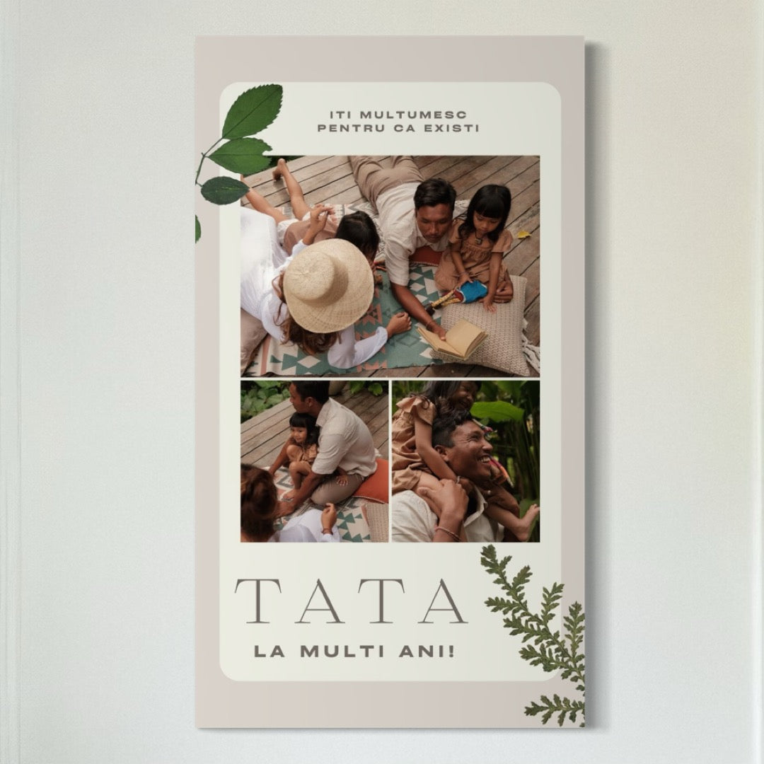 Tablou Canvas Personalizat cu 3 Poze Pentru Tata "La Multi Ani Tata", PS166