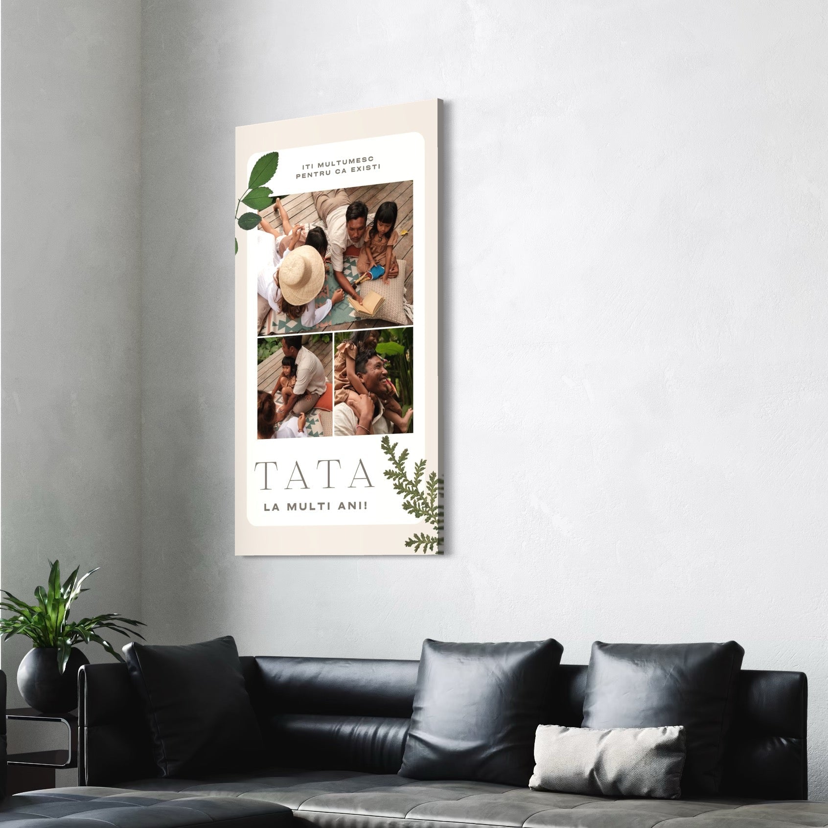 Tablou Canvas Personalizat cu 3 Poze Pentru Tata "La Multi Ani Tata", PS166