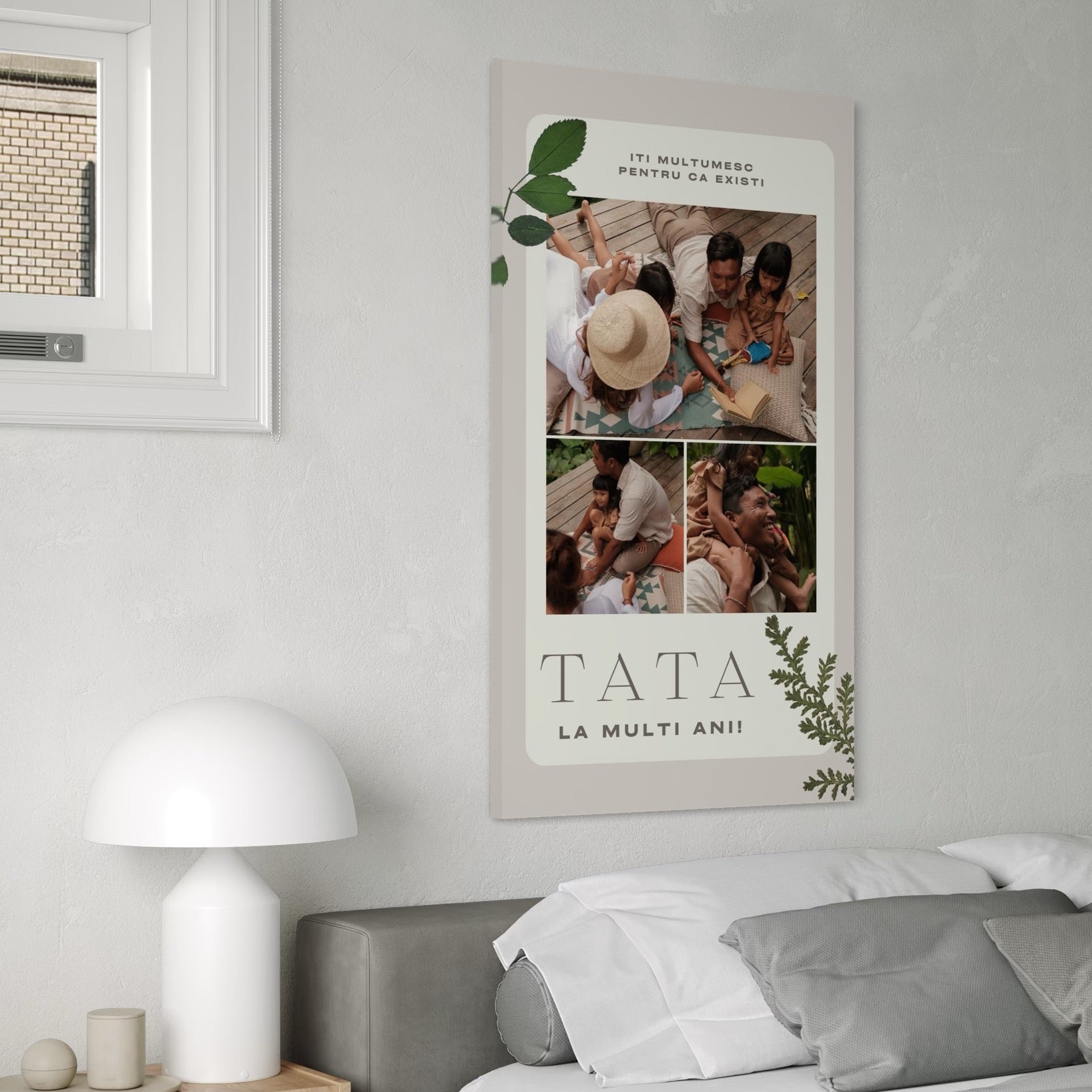 Imagine cu tablou canvas personalizat cu fotografii de familie, tiparita pe panza canvas