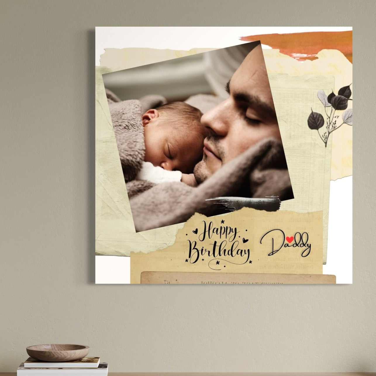 Tablou canvas cu portret tata si bebelus somnoros