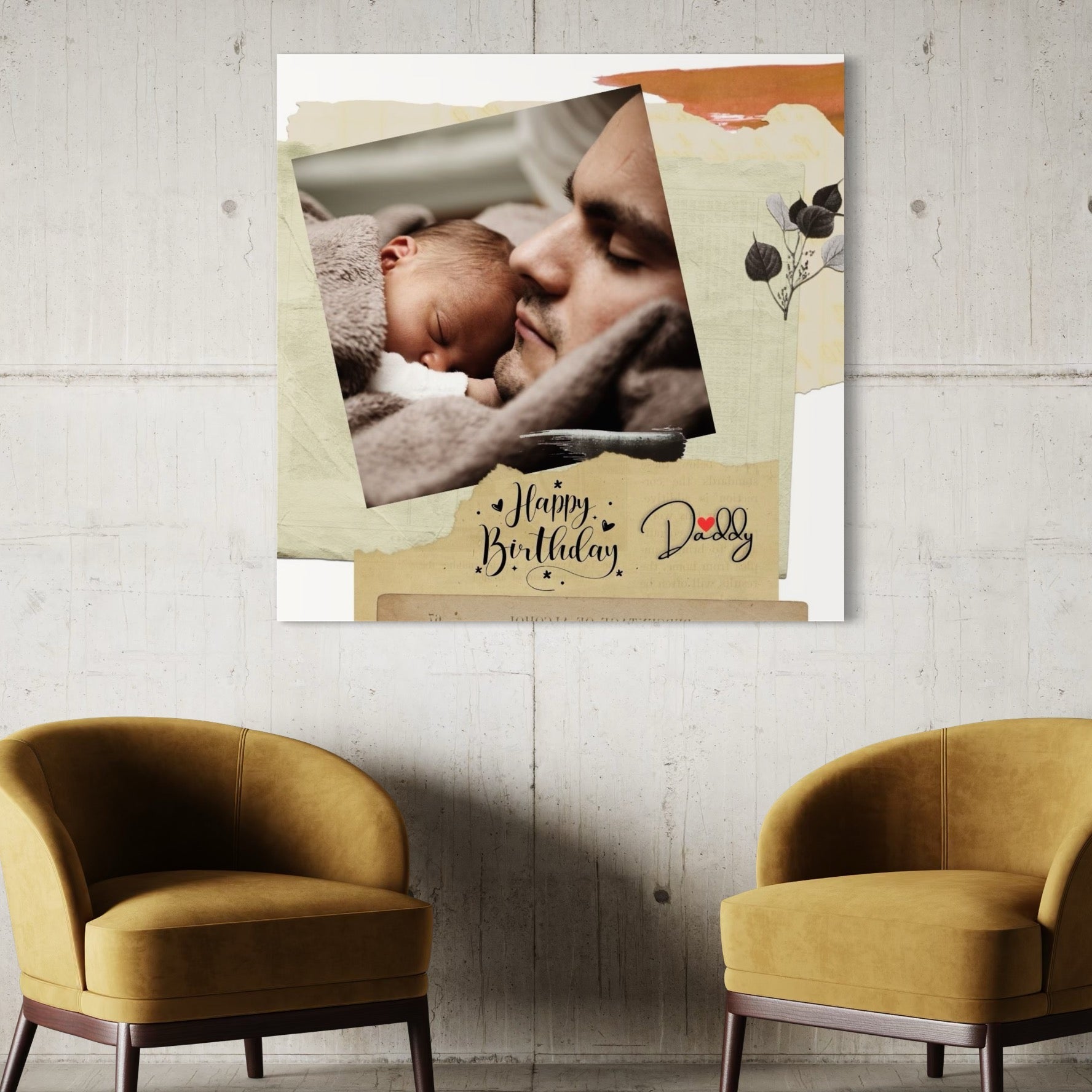 Portret tata si bebelus somnoros, tablou canvas pentru perete