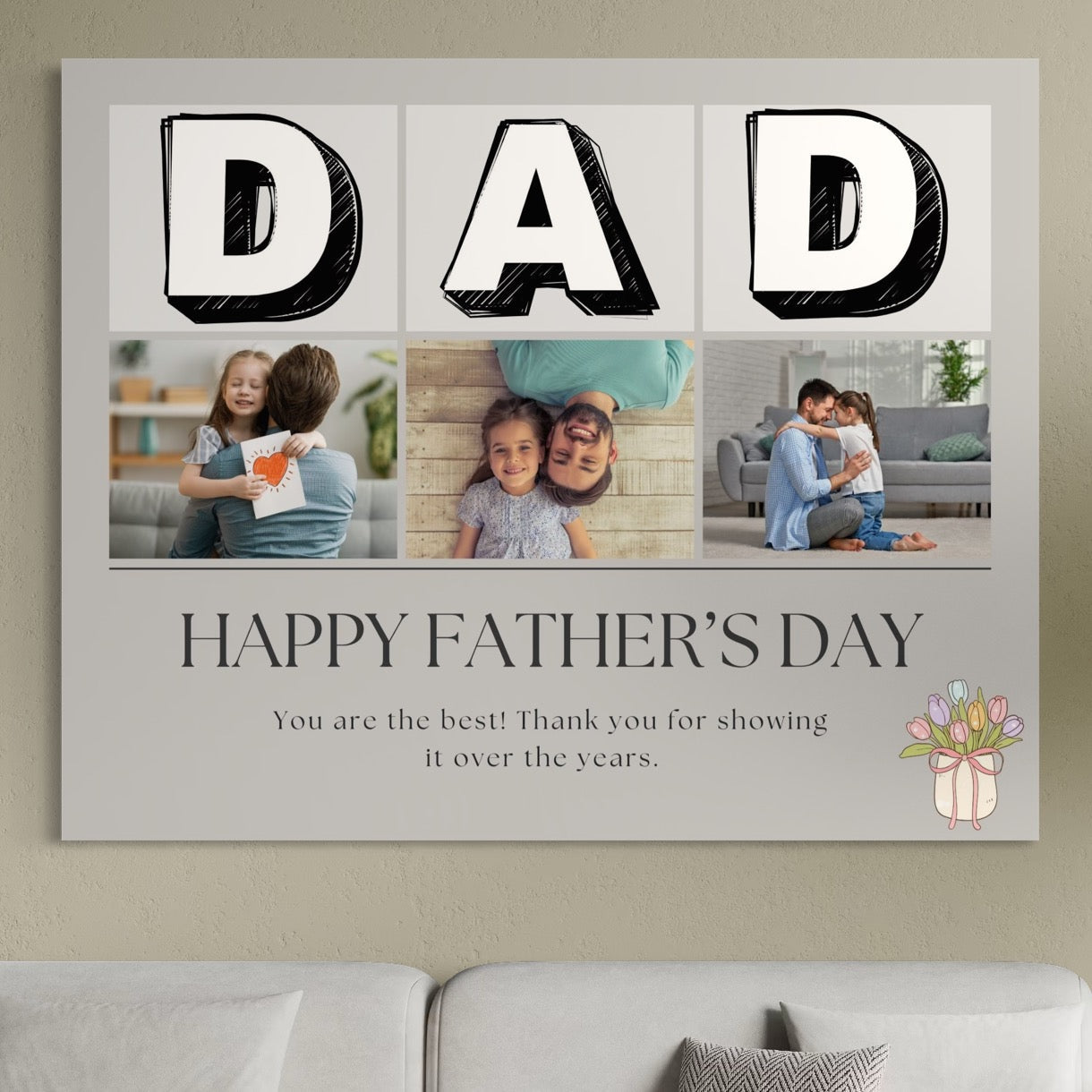 Tablou canvas cu tablou personalizat cu fotografii pentru tata