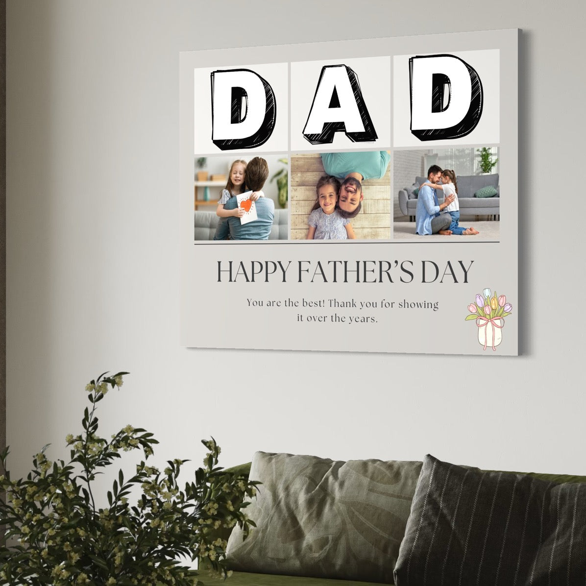 Tablou personalizat cu fotografii pentru tata, tablou canvas pentru perete