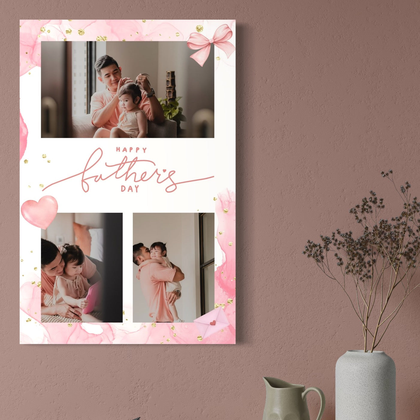 Tablou canvas cu tablou personalizat cu trei fotografii de familie