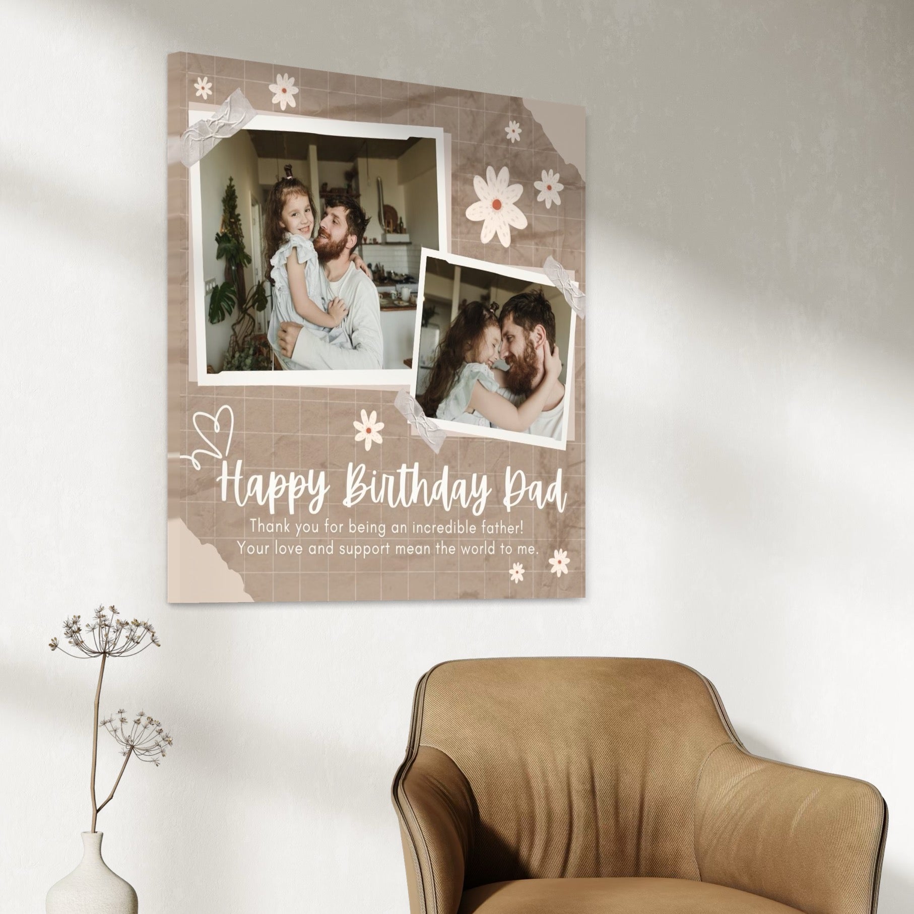 Imagine cu tablou canvas personalizat cu fotografii de familie, tiparita pe panza canvas