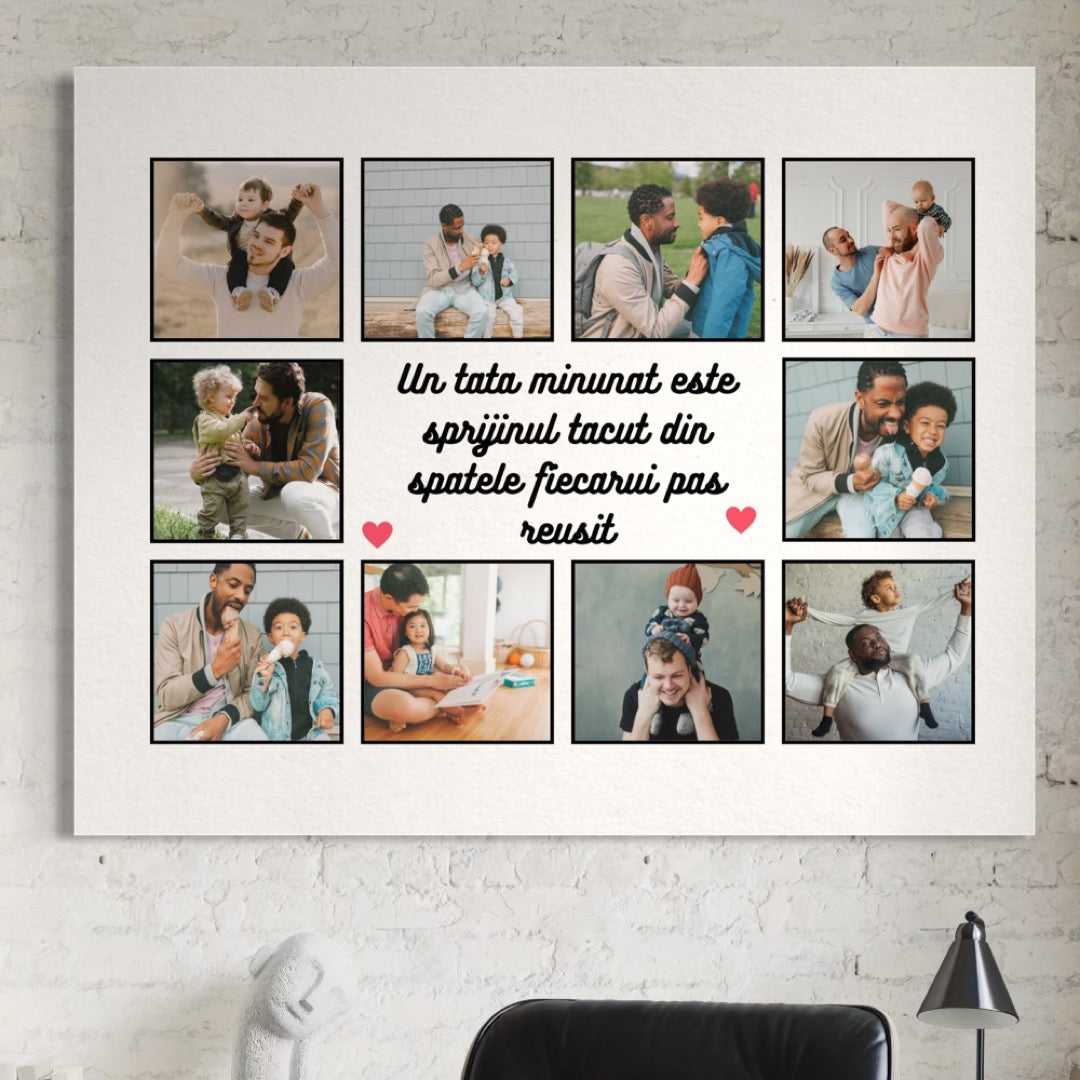 Tablou canvas cu colaj foto tata si copilul