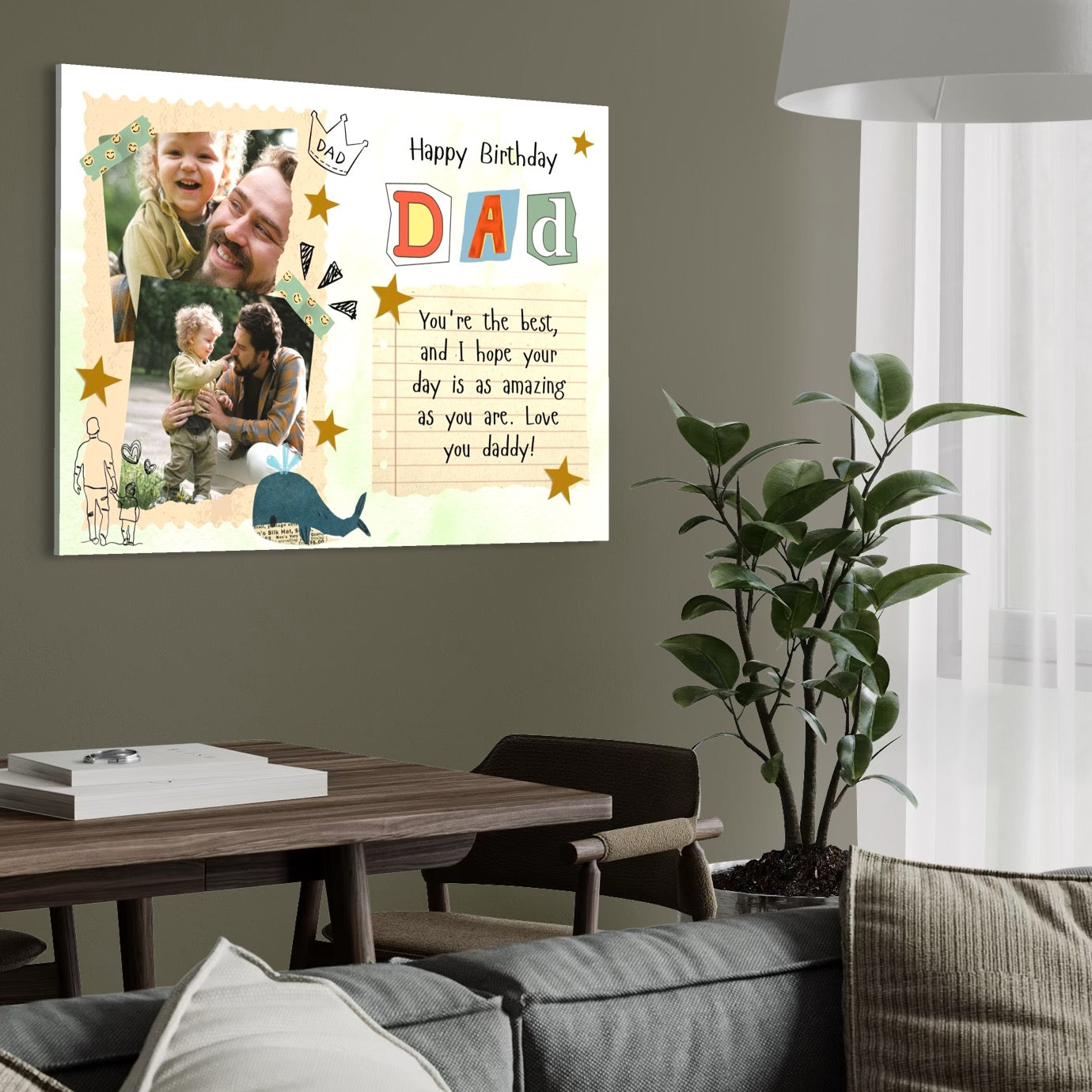 Imagine cu tablou canvas personalizat cu fotografii de familie, tiparita pe panza canvas