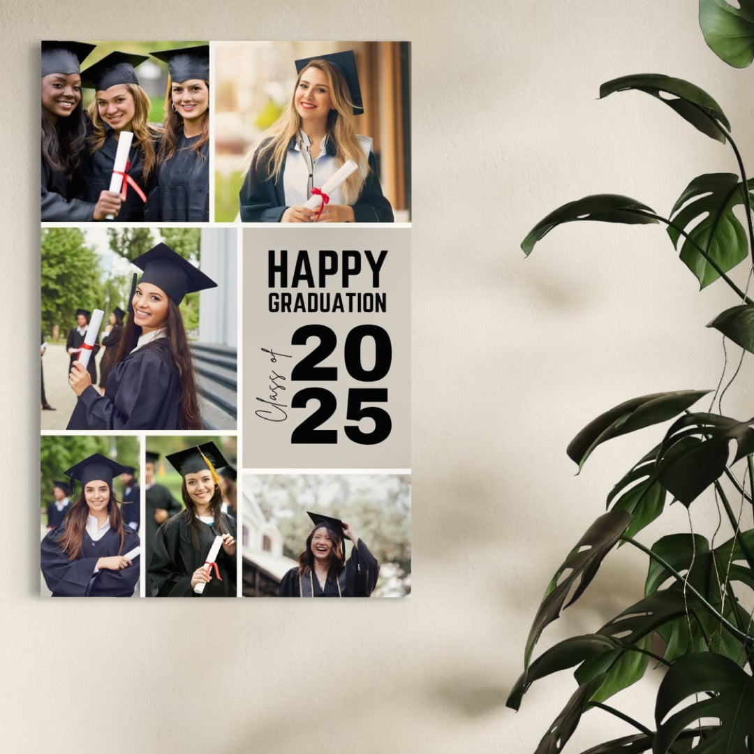 Tablou Canvas Personalizat cu 6 Poze Pentru Absolvire "Happy Graduation", PS181