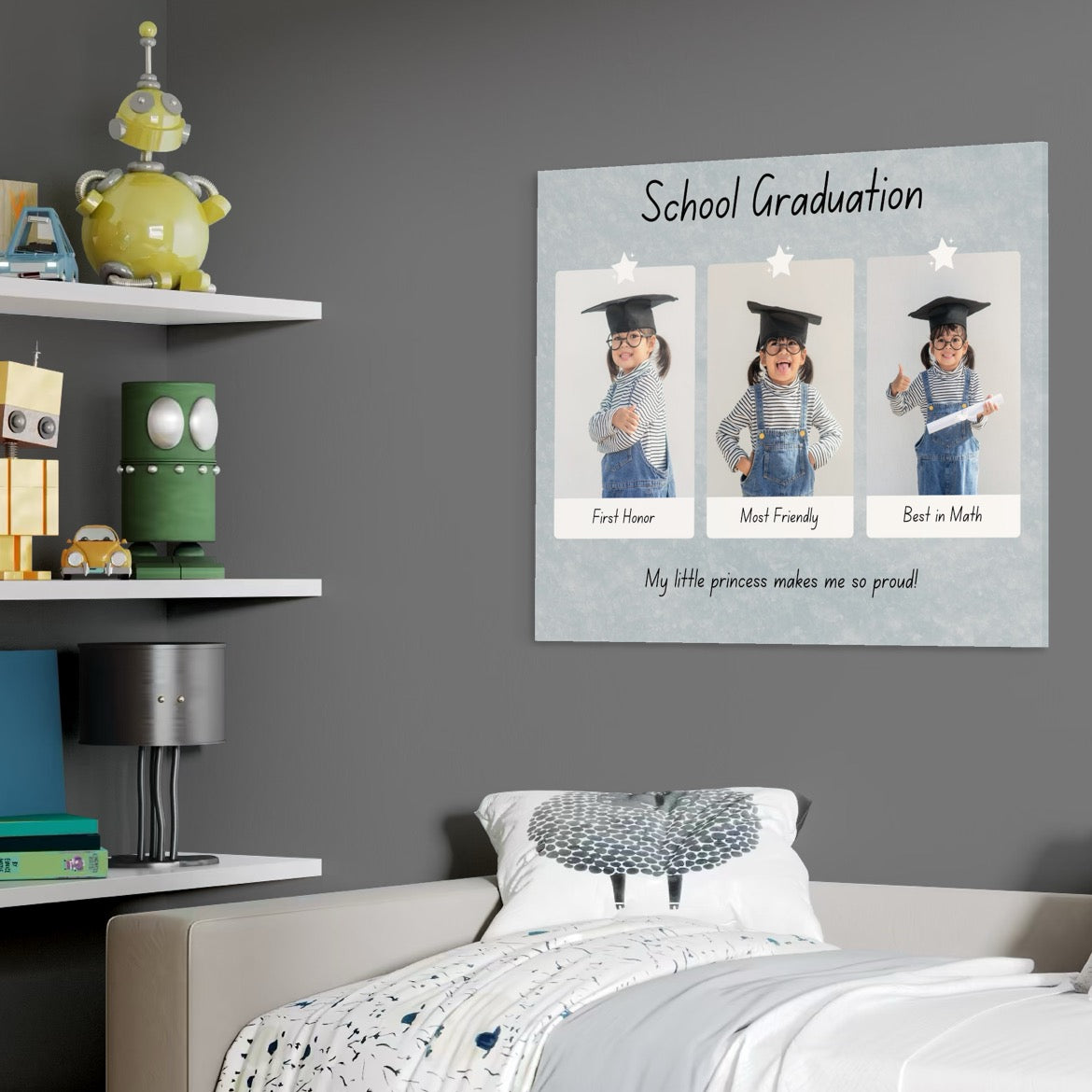 Tablou Canvas Personalizat cu 3 Poze Pentru Absolvire "School Graduation", PS183