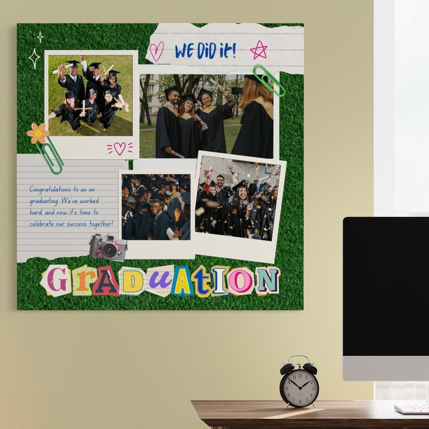 Tablou canvas cu tablou personalizat pentru absolvire cu fotografii si colaj