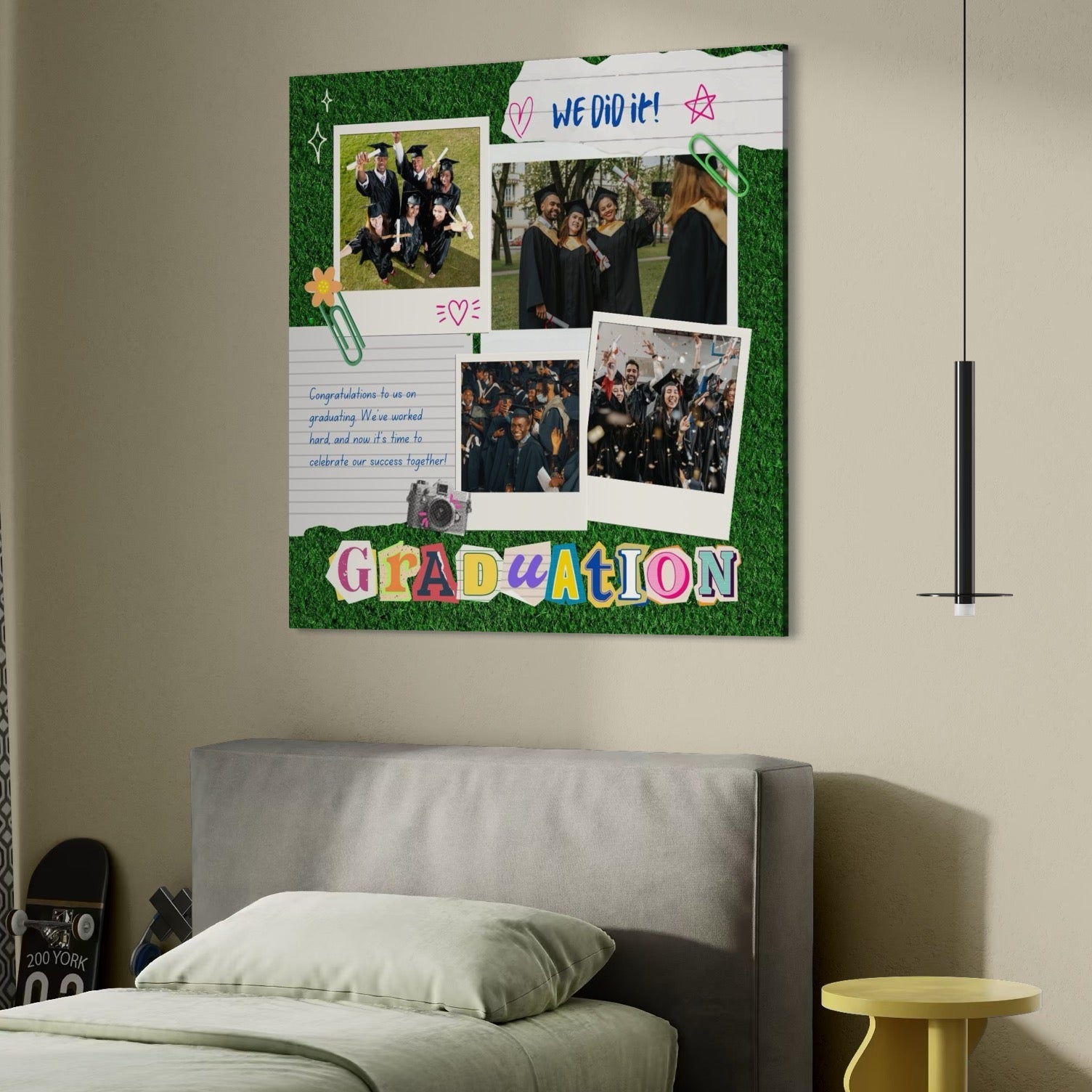 Tablou canvas cu tablou personalizat pentru absolvire cu fotografii si colaj