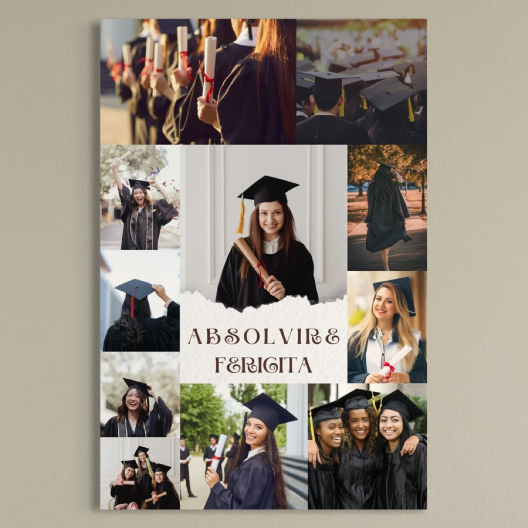 Tablou Canvas Personalizat cu 11 Poze Pentru Absolvire "Absolvire Fericita", PS185
