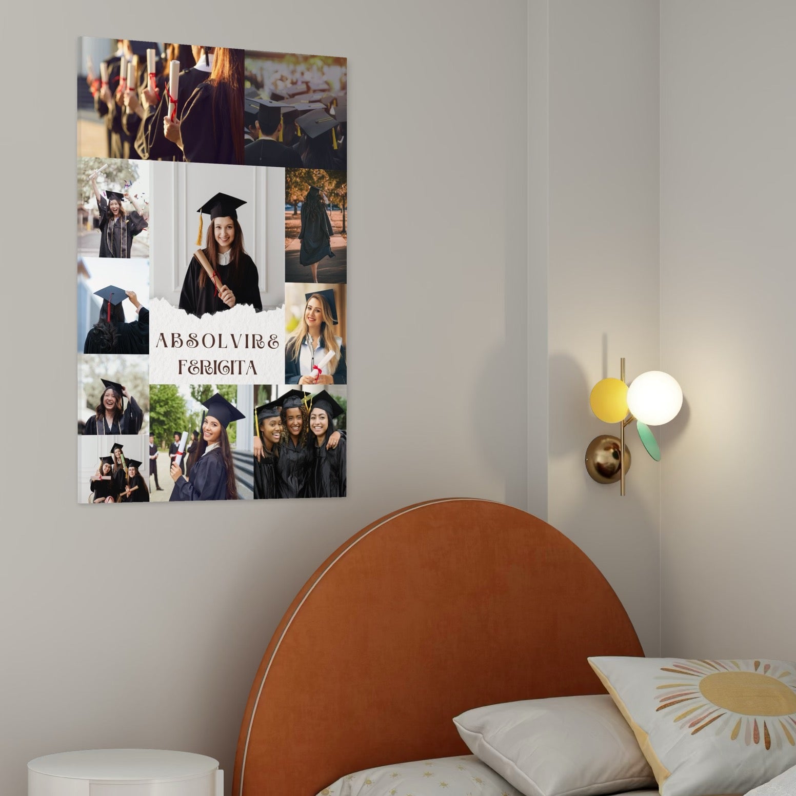 Imagine cu tablou canvas cu colaj foto absolvire, tiparita pe panza canvas