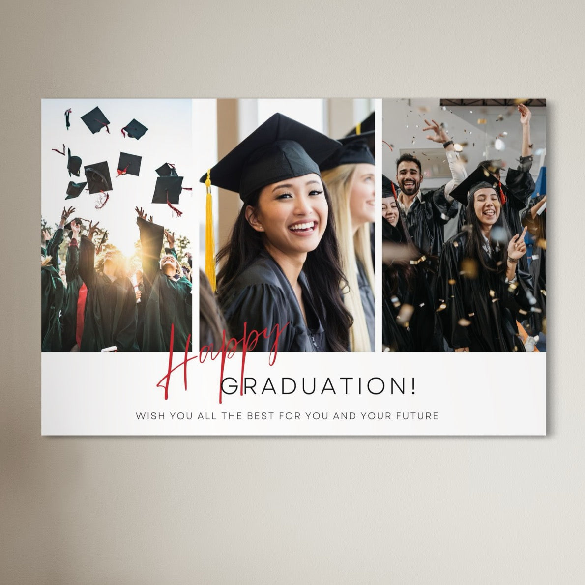 Tablou Canvas Personalizat cu 3 Poze Pentru Absolvire "Happy Graduation", PS187