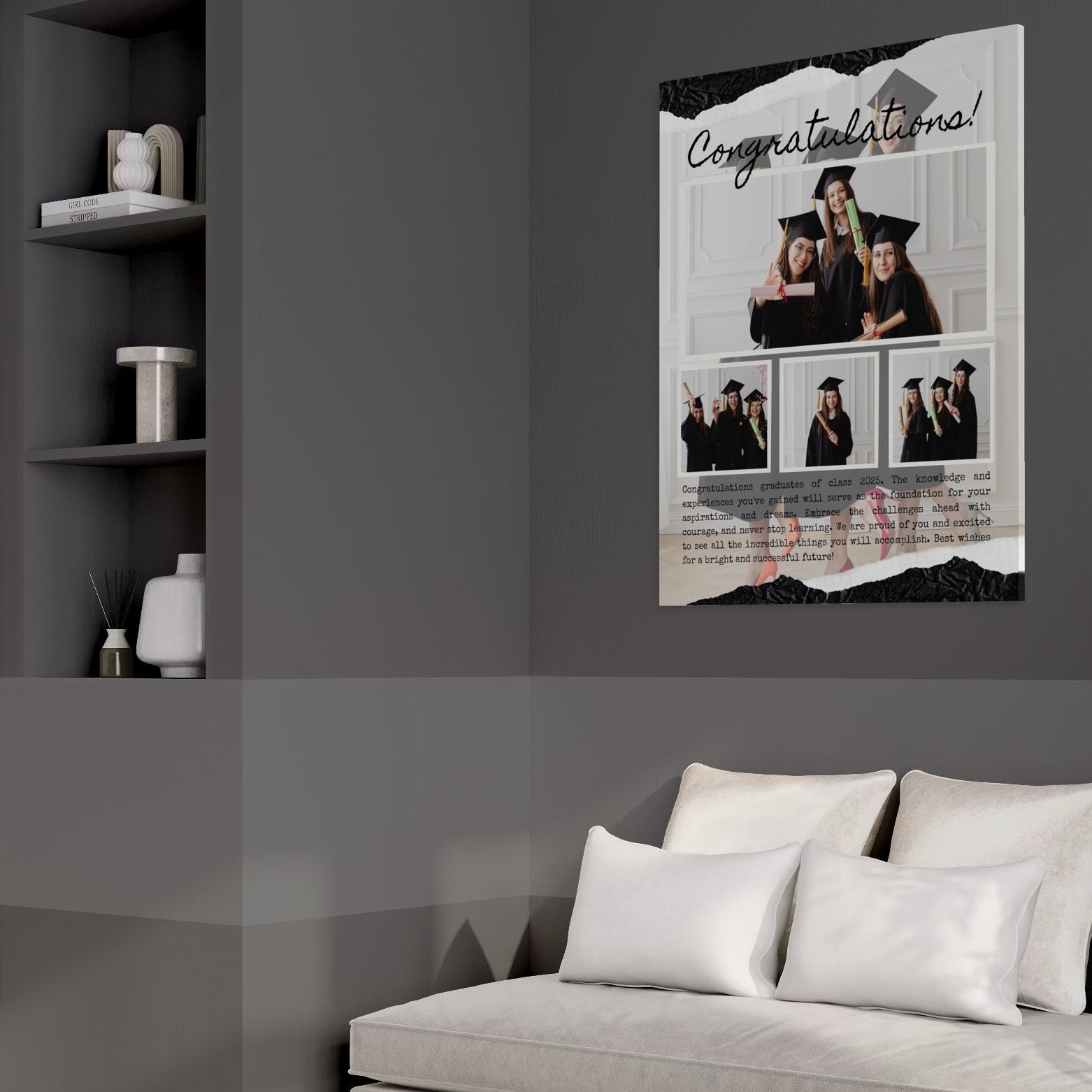 Tablou canvas personalizat cu fotografii de absolvire, tablou canvas pentru perete