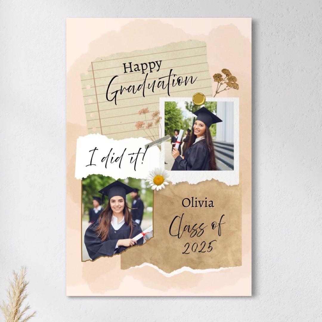 Tablou Canvas Personalizat cu 2 Poze Pentru Absolvire "Happy Graduation", PS190