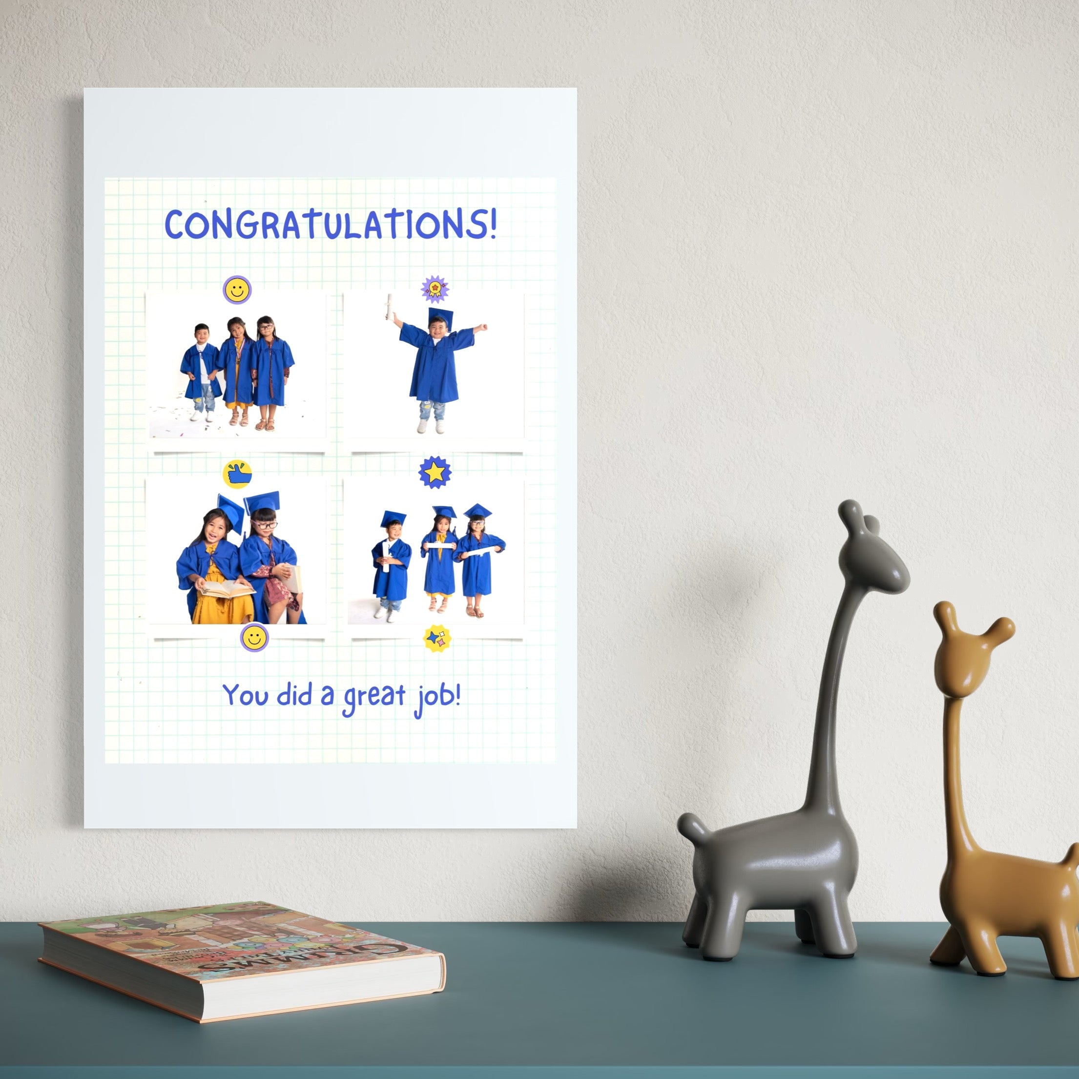 Tablou Canvas Personalizat cu 4 Poze Pentru Absolvire "Congratulations", PS191
