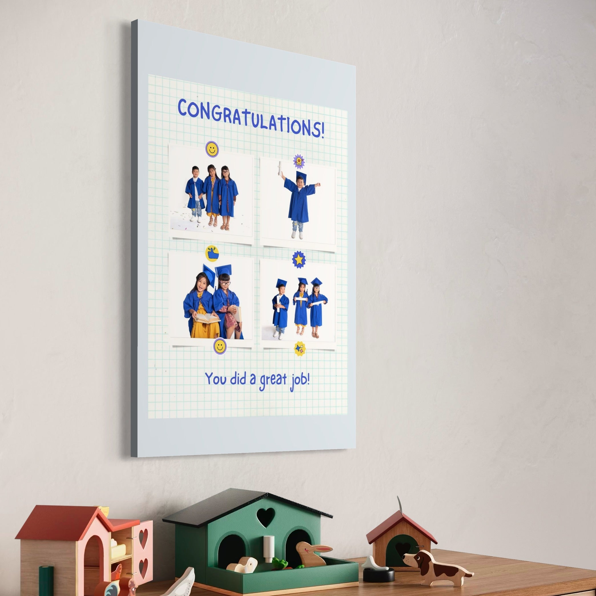 Tablou Canvas Personalizat cu 4 Poze Pentru Absolvire "Congratulations", PS191