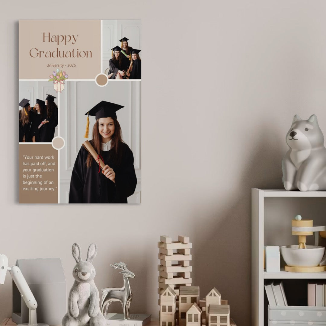 Tablou Canvas Personalizat cu 3 Poze Pentru Absolvire "Congratulations", PS192