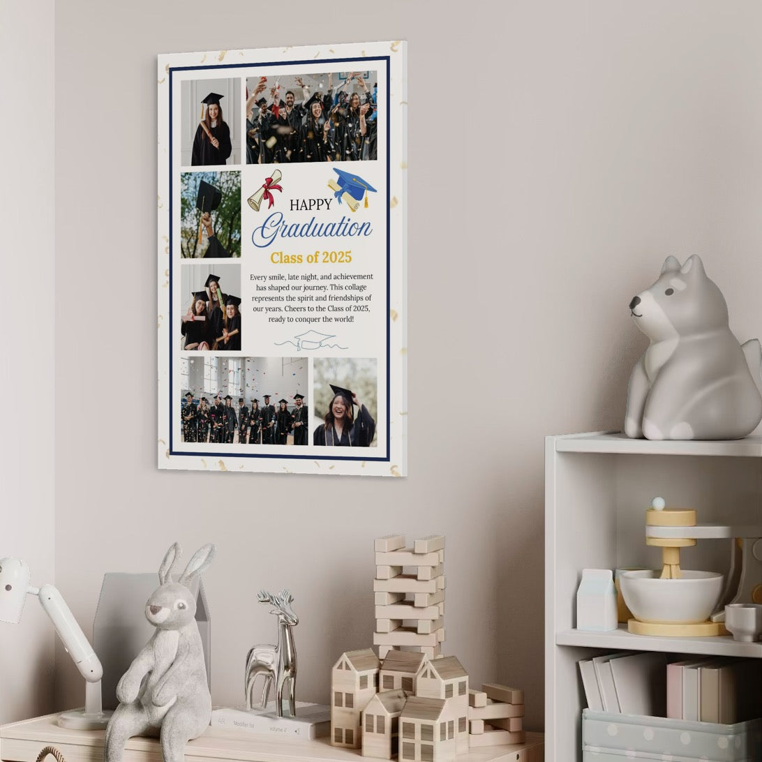 Tablou canvas personalizat cu fotografii de absolvire, tablou canvas pentru perete