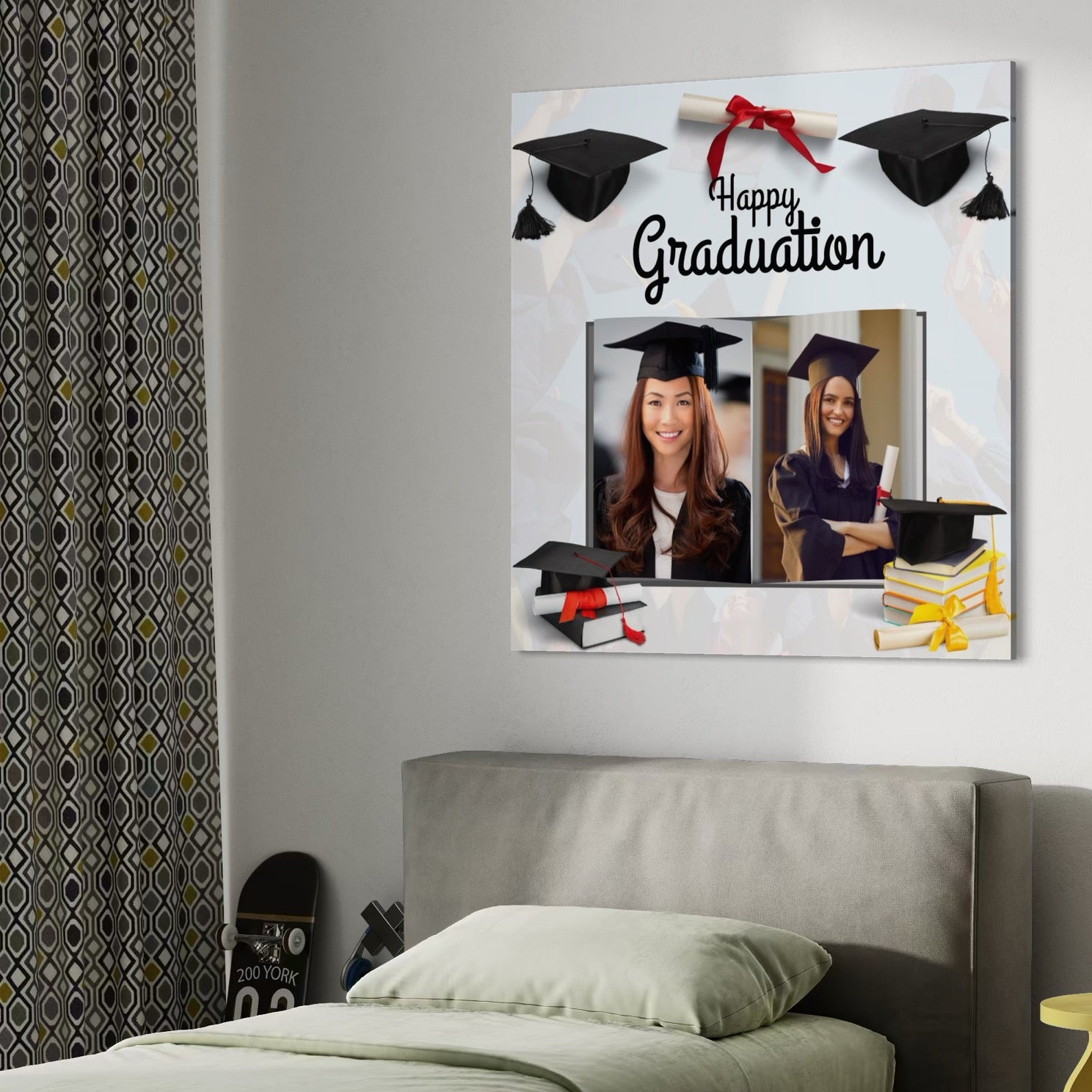 Tablou Canvas Personalizat cu 2 Poze Pentru Absolvire "Happy Graduation", PS197