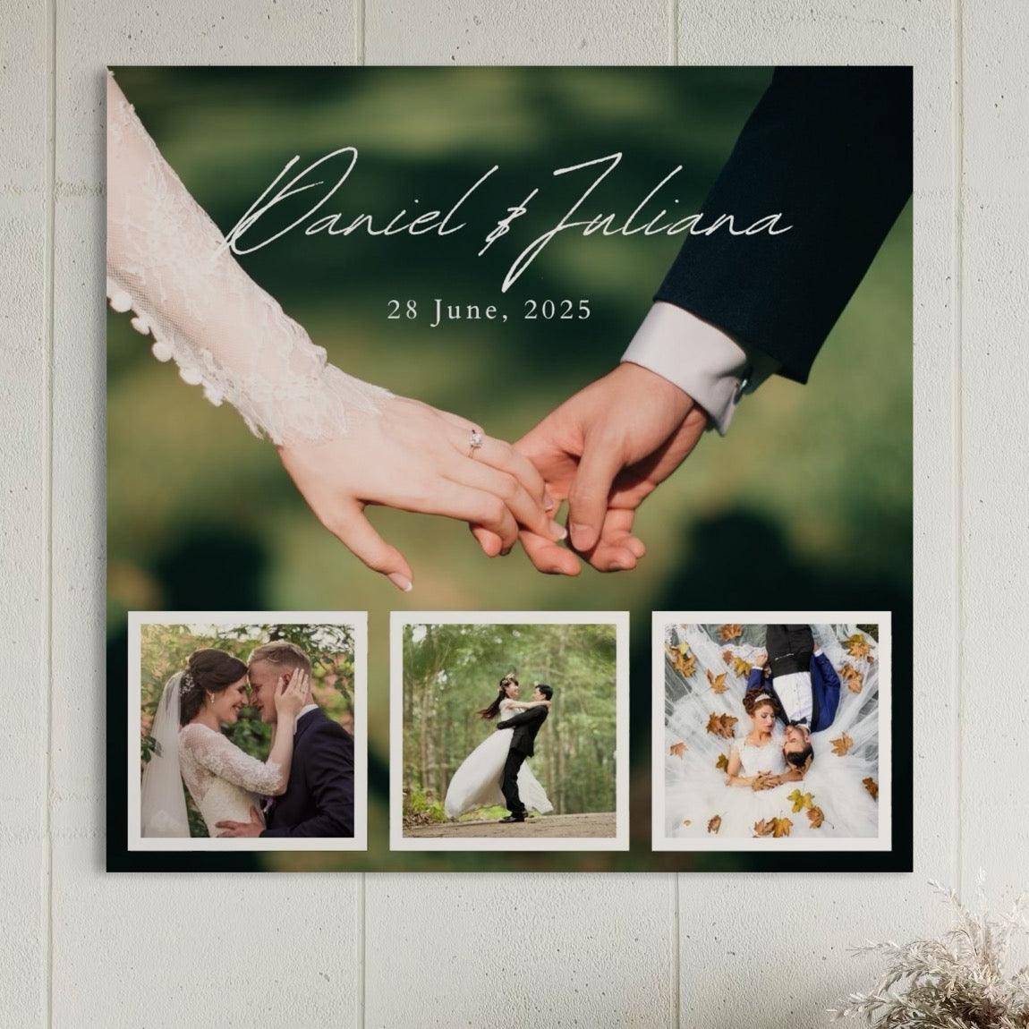 Tablou Canvas Personalizat cu 4 Poze Pentru Nunta "Hand In Hand", PS200