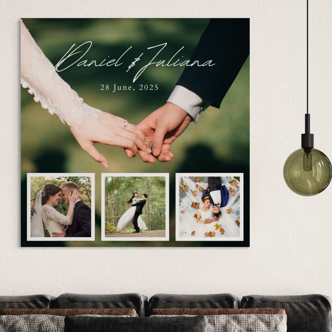 Tablou canvas decorativ cu tablou canvas cu patru fotografii de nunta