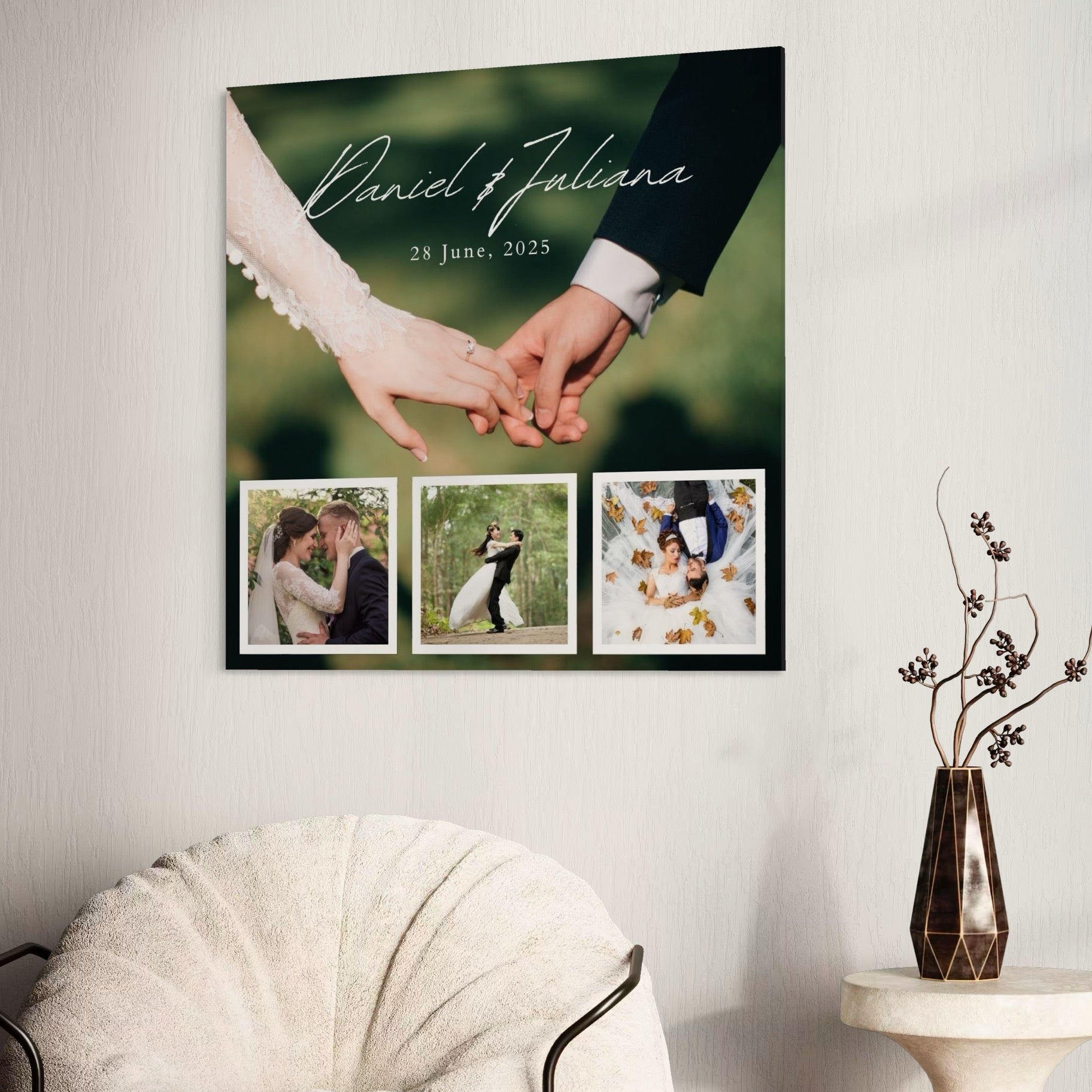 Tablou canvas cu patru fotografii de nunta, tablou canvas pentru perete