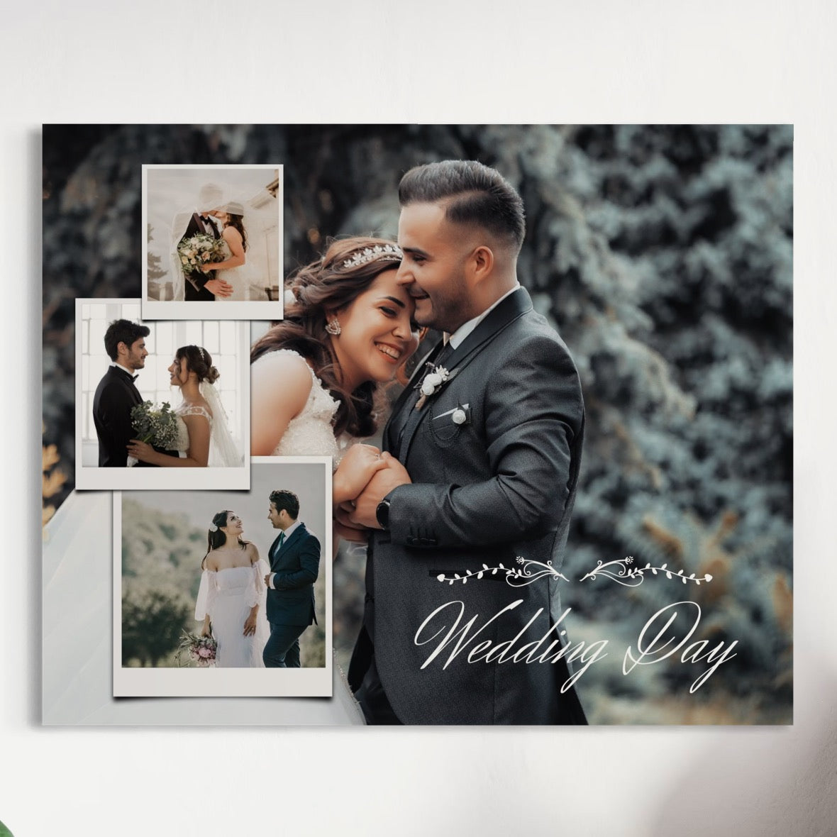 Tablou Canvas Personalizat cu 4 Poze Pentru Nunta "Wedding Day", PS202