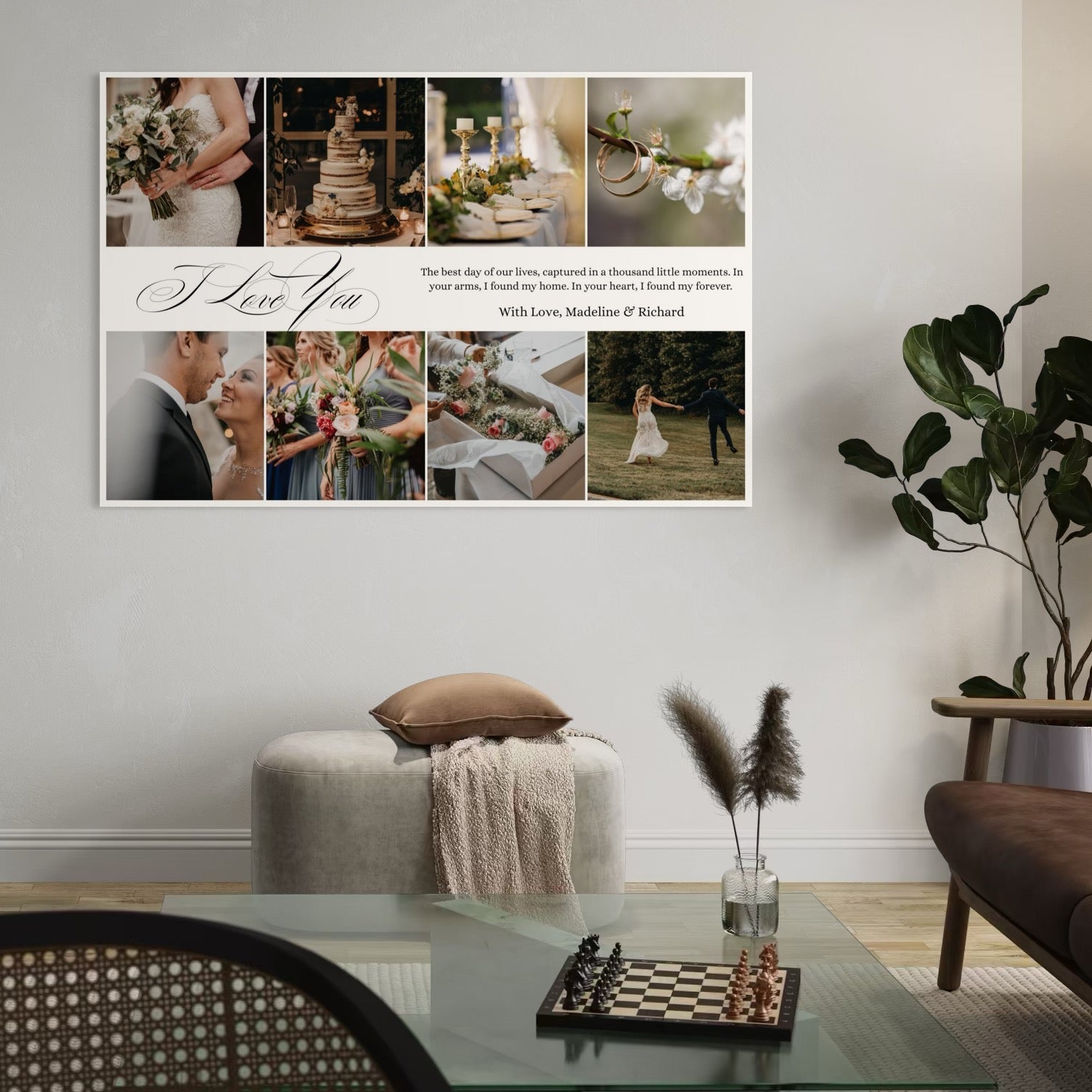 Tablou canvas decorativ cu tablou canvas personalizat cu fotografii de nunta