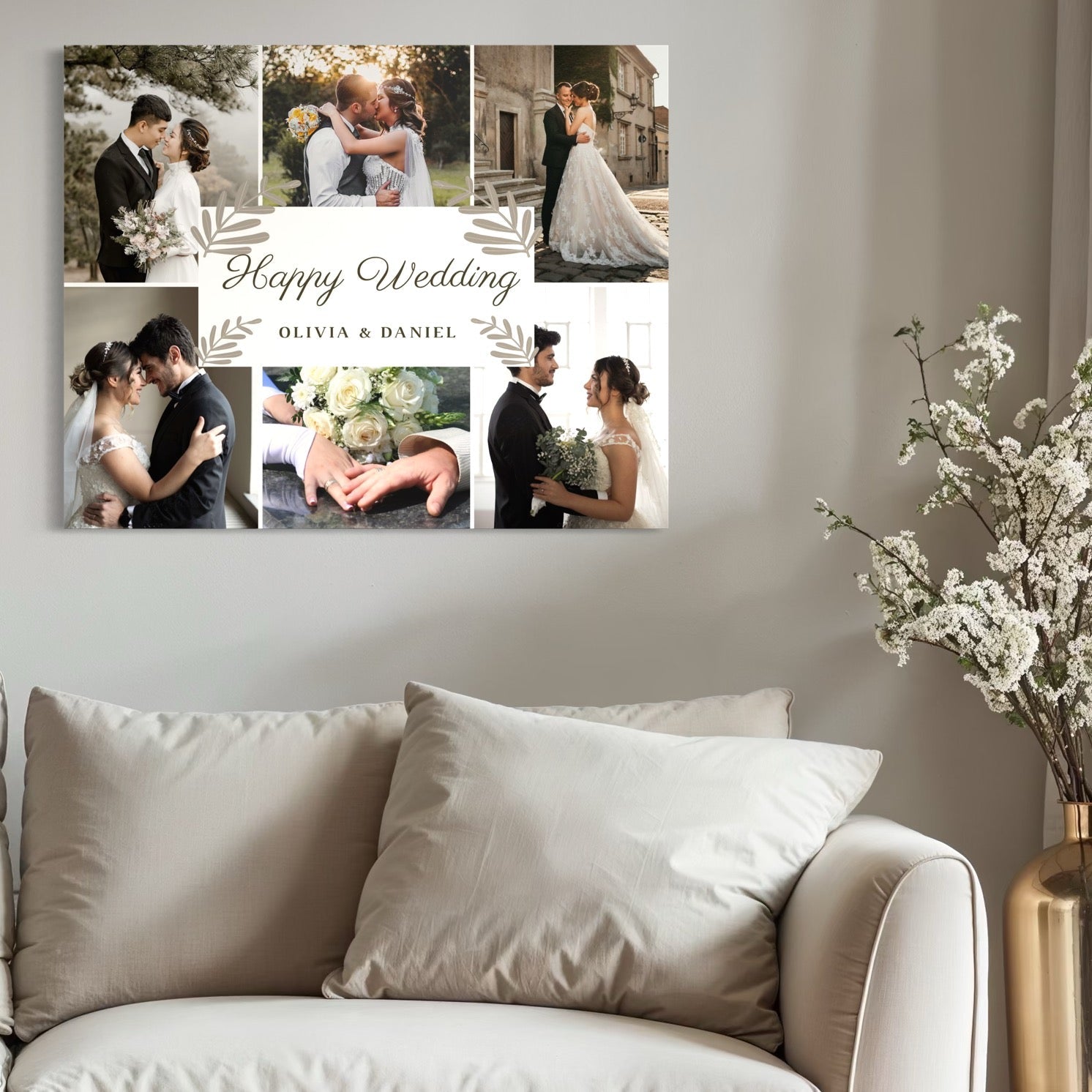 Tablou canvas decorativ cu tablou canvas cu colaj fotografii nunta