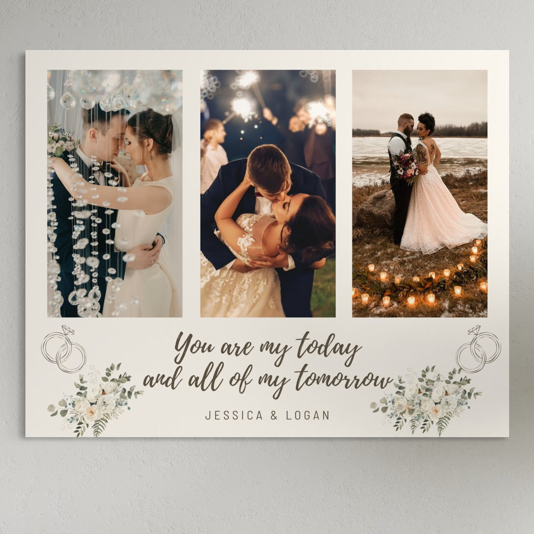 Tablou Canvas Personalizat cu 3 Poze Pentru Nunta "My All", PS206