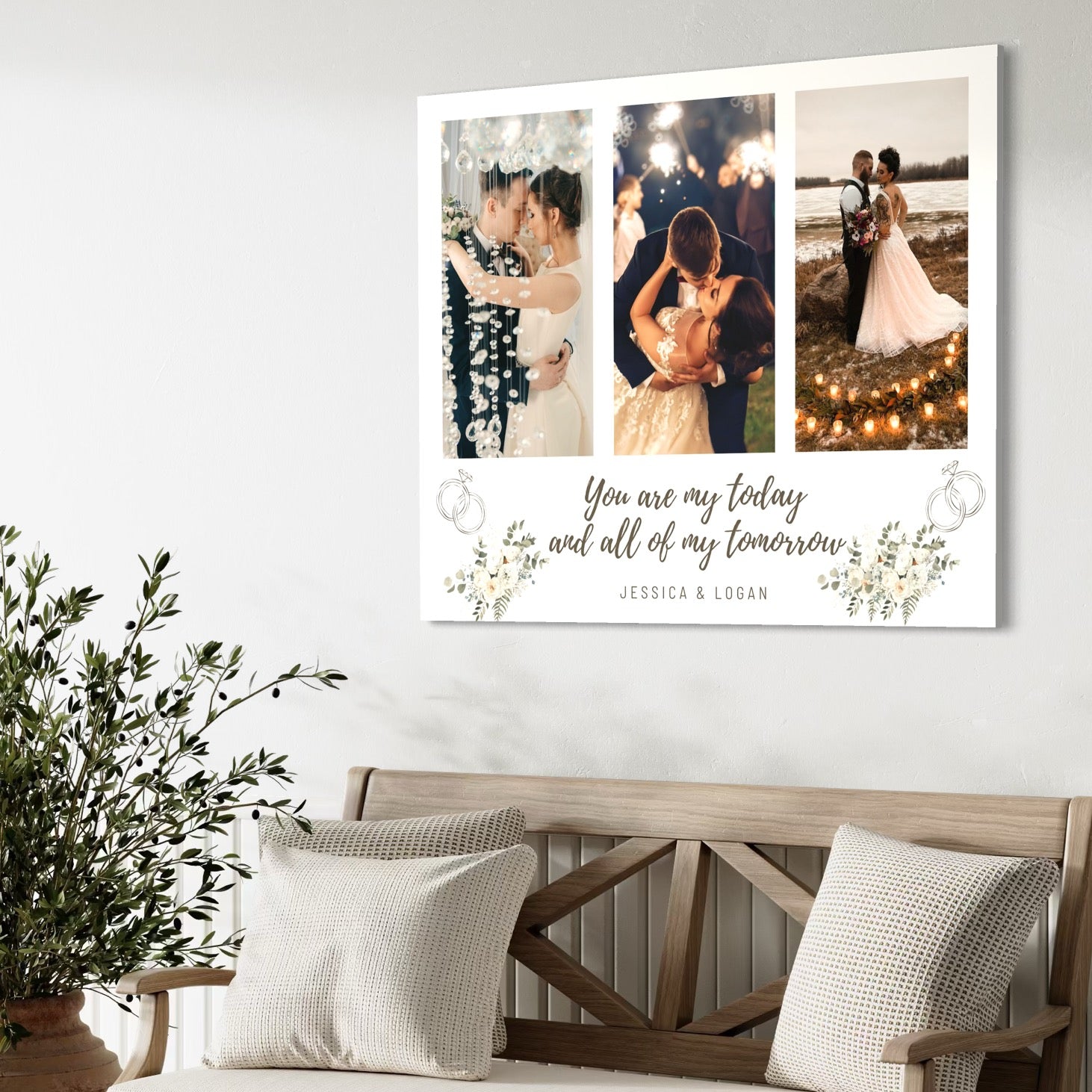 Tablou canvas cu trei fotografii de nunta, tablou canvas pentru perete