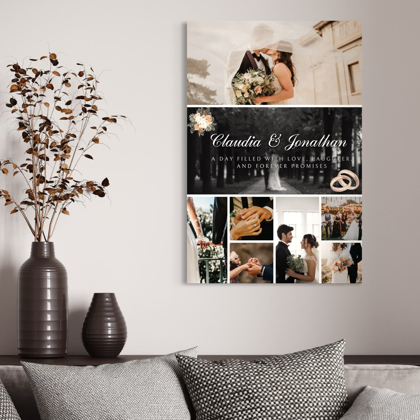 Tablou Canvas Personalizat cu 7 Poze Pentru Nunta "A Day Filled With Love", PS207